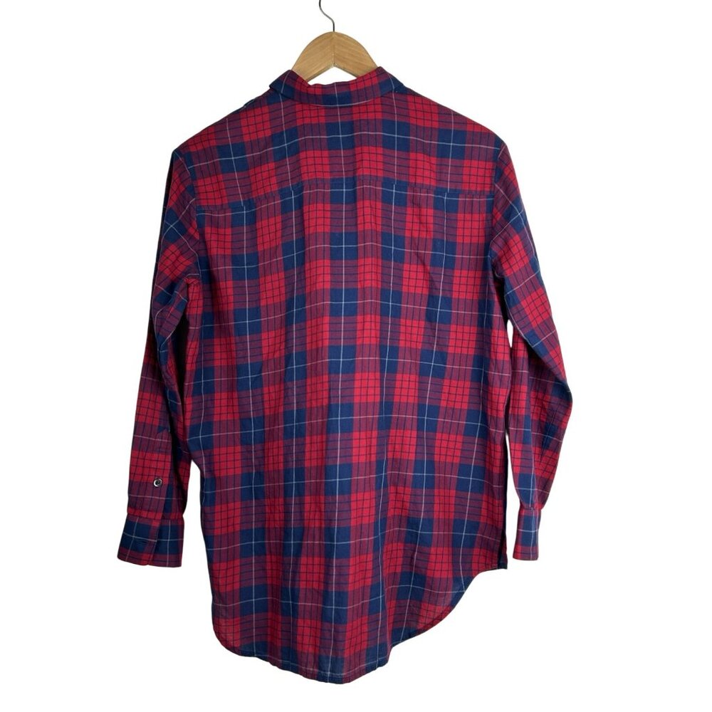 Madewell Red & Blue Oversized Boyshirt in Edina Plaid Cabincore Women's XS - Picture 2 of 9